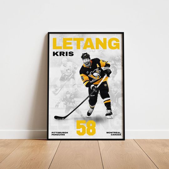 Discover Kris Letang Hockey Poster, Pittsburgh Penguins Wall Art, Printable Gift for Hockey Fans