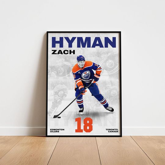 Discover Zach Hyman Hockey Poster, Edmonton Oilers Wall Art, Printable Gift for Hockey Fans