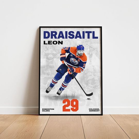 Discover Leon Draisaitl Hockey Poster, Edmonton Oilers Wall Art, Printable Gift for Hockey Fans