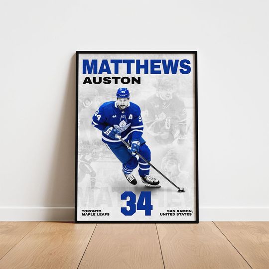 Discover Auston Matthews Hockey Poster, Toronto Maple Leafs Wall Art, Printable Gift for Hockey Fans