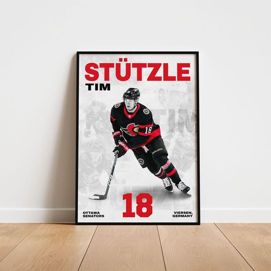Discover Tim Sttzle Hockey Poster, Ottawa Senators Wall Art, Printable Gift for Hockey Fans