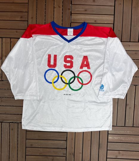 Discover United States Olympics Vintage 90s White Hockey Jersey