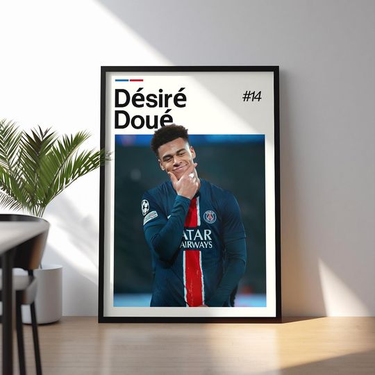 Discover Dsir Dou Poster, Doue Football Wall Art, Framed Soccer Print, Sports Decor, Rising Star Artwork, Desire Doue