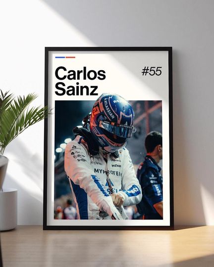 Discover Carlos Sainz F1 Poster, Williams Racing, Motorsport Wall Art