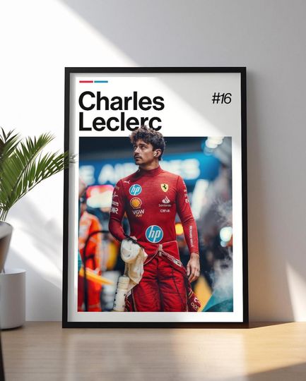 Discover Charles Leclerc Poster, Leclerc Ferrari Wall Art, Framed Ferrari F1 Print, Motorsport Grand Prix Decor, Car Racing Artwork, Leclerc Poster