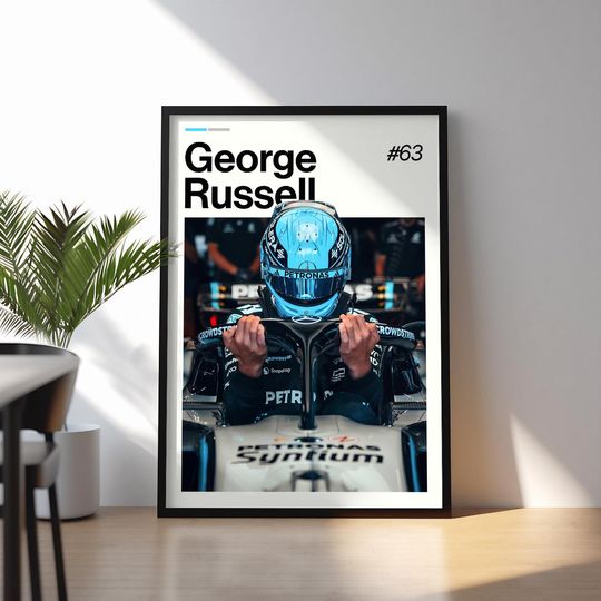 Discover George Russell Poster, Russell Mercedes Wall Art, Framed F1 Print, Motorsport Grand Prix Decor, Car Racing Artwork, George Russell Poster
