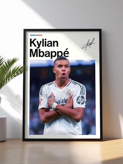 Discover Kylian Mbapp Poster, Mbapp Football Wall Art, Framed Soccer Print, Sports Decor, Rising Star Artwork, Kylian Mbapp