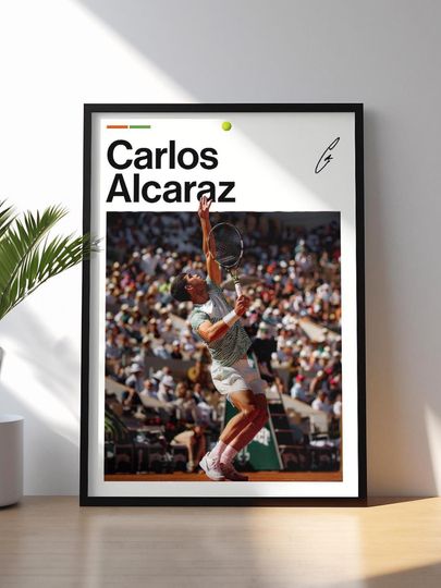 Discover Carlos Alcaraz Poster, Sinner Tennis Wall Art, Framed ATP Print, Sports Decor, Rising Star Artwork