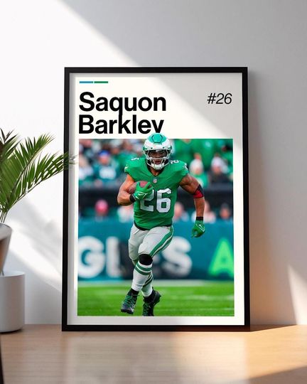 Discover Saquon Barkley Poster | football Wall Art | Framed Sports Print | Football Power Decor | Saquon Barkley Poster