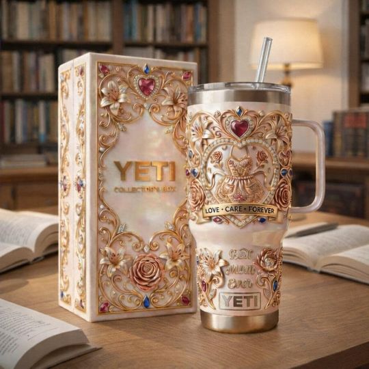 Discover Luxury Gold Tumbler With Handle & Straw, Romantic Heart Floral Stainless Steel Cup, Elegant Gift for Her, Anniversary Gift