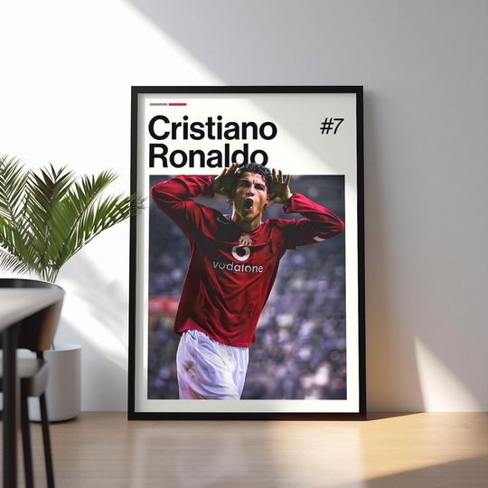 Discover Cristiano Ronaldo Poster, Ronaldo Football Wall Art, Framed Soccer Print, Portugal Decor, Sports Artwork, CR7 Poster