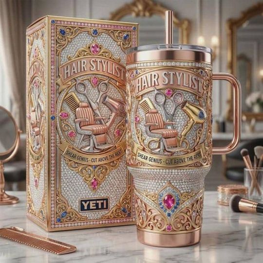 Discover Hair Stylist Stainless Steel Tumbler with Handle, Luxury Salon Travel Cup, Hairstylist Gift Idea