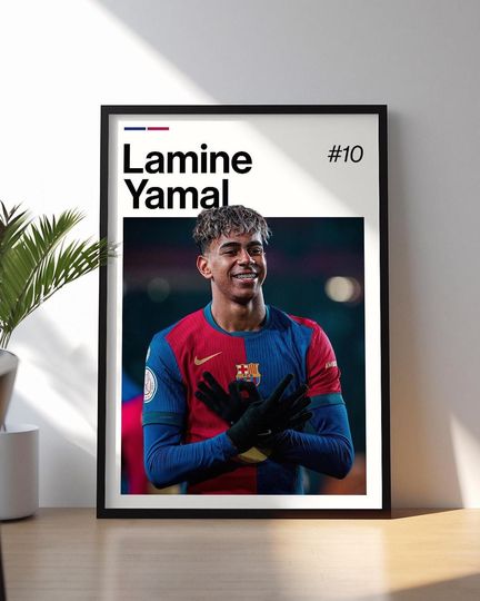 Discover Lamine Yamal Poster | Football Wall Art | Framed Soccer Print | Sports Decor | Rising Star Artwork | Lamine Yamal