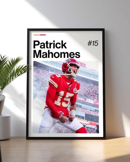 Discover Patrick Mahomes Poster | football Wall Art | Framed Sports Print | Football Legend Decor | Patrick Mahomes Poster