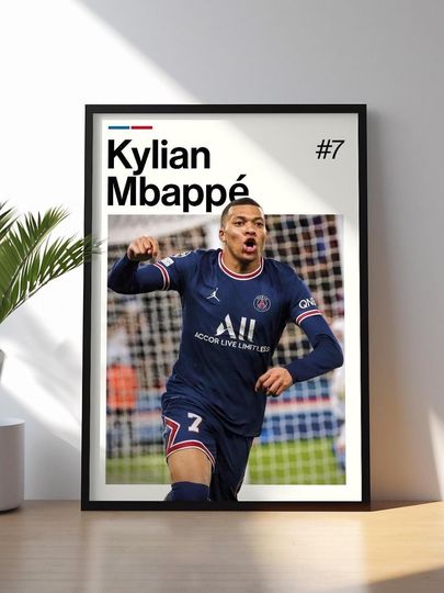 Discover Kylian Mbapp Poster, Mbapp Football Wall Art, Framed Soccer Print, Sports Decor, Rising Star Artwork, Kylian Mbapp