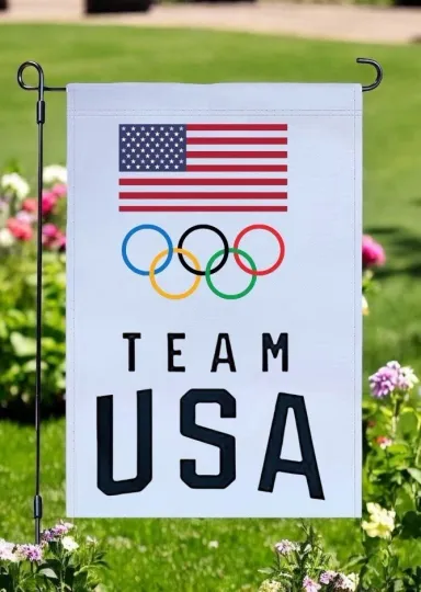18” x 12” USA Games Flags Team USA Olympic Rings Double Sided Garden Flag Banner