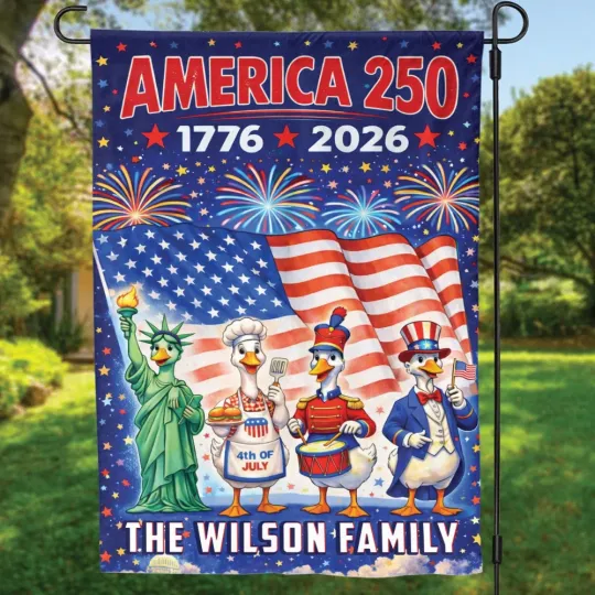 Discover 250 Years USA Goose Garden Flag, America 1776–2026 Anniversary Custom House Flag