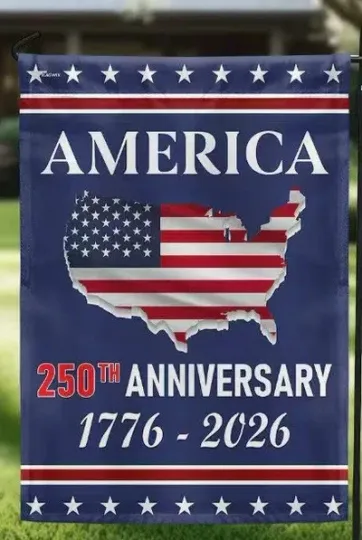 Discover 12X18 AMERICA 1776-2026 250 YEARS DOUBLE Sided 100D GARDEN Flag Sleeve Z1