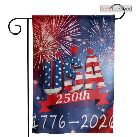 Discover USA 250th Anniversary Garden Flag 1776-2026 Double Sided Patriotic