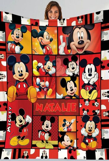 Discover Personalized Mickey Mouse Blanket, Disneyland Mickey Blanket, Mickey Mouse Birthday Gifts, Christmas Gift, Mickey Fleece Blanket