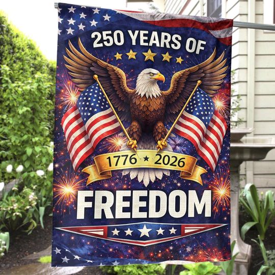 Discover 250 Years America Garden House Flag, 250th Anniversary Usa Patriotic Banner Double-sided With Eagle Design, 1776-2026 Commemorative