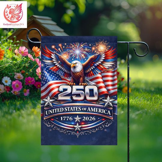 Discover America 250th Anniversary Garden Flag, 1776-2026 Garden Banner, Garden Decor Gift, Independence Day, USA Garden Yard Flag