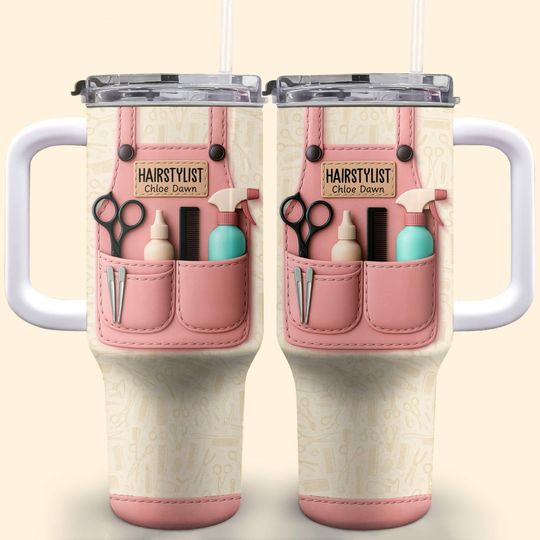 Discover Personalized Hairstylist 40oz Tumbler With Handle, Custom Name Hair Stylist Gift For Women, Salon Barber Cup, Hairdresser Appreciation Gift