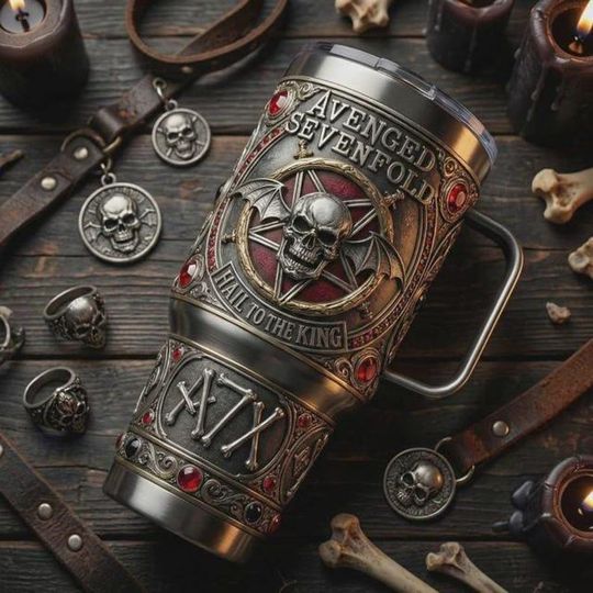 Discover Avenged Sevenfold Stainless Steel Tumbler with Handle, A7X Nightmare Insulated Cup, Heavy Metal Rock Band Gift for Fans