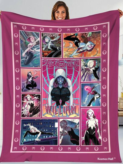 Personalized Name Spider Gwen Blanket, Spidey and His Amazing Friends Blanket