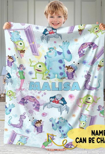 Personalized Monsters Inc Fleece Blanket, Monsters University Blanket, Monsters Inc Characters Blanket
