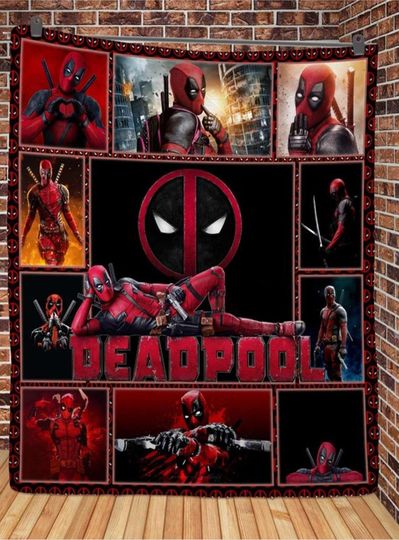 Deadpool Fleece Blanket, Deadpool Blanket, Superhero Fan Quilt Blanket, Deadpool 3, Superhero Blanket
