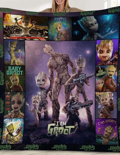 Groot Guardians of the Galaxy Vol. 3 Movie Fleece Blanket, Groot Blanket Quilt, Guardians of the Galaxy