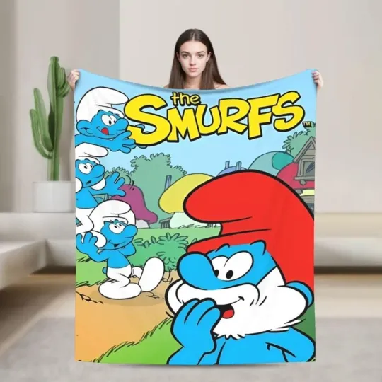 Discover The S-Smuurfs Cartoon Fleece Throw Blankets Blanket for Home Couch Warm Quilt