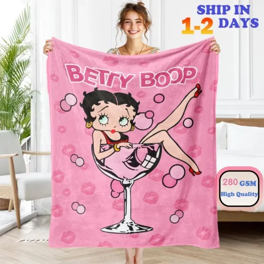 Discover Betty Boop Fleece Blanket Soft Cozy Throw | Multiple Sizes | Cute Cartoon Gift