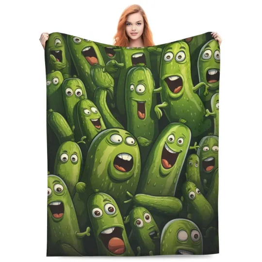 Discover Pickle Blanket Funny Gift for Girl Comfy Plush Cartoon Pickles Fleece Throws ...