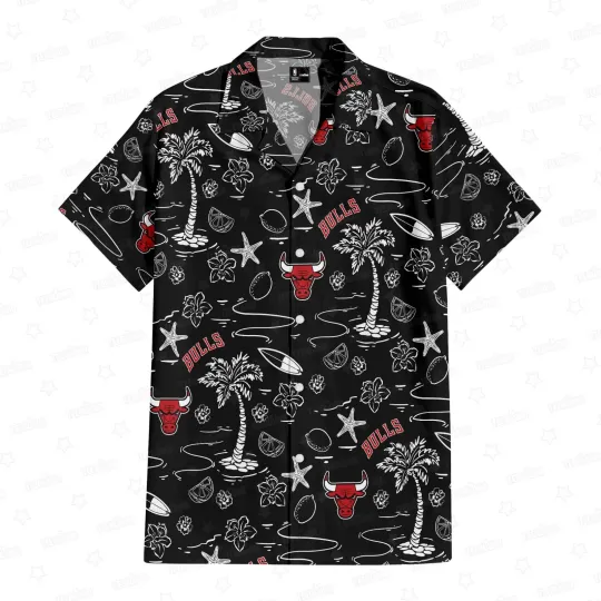 Discover Chicago Basketball Team Bullss Hawaiian Button Down Shirt Unisex Adults S-5XL