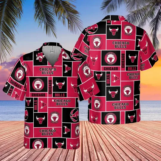 Discover Chicago Basketball Team Bullss Hawaiian Button Down Shirt Unisex Adults S-5XL