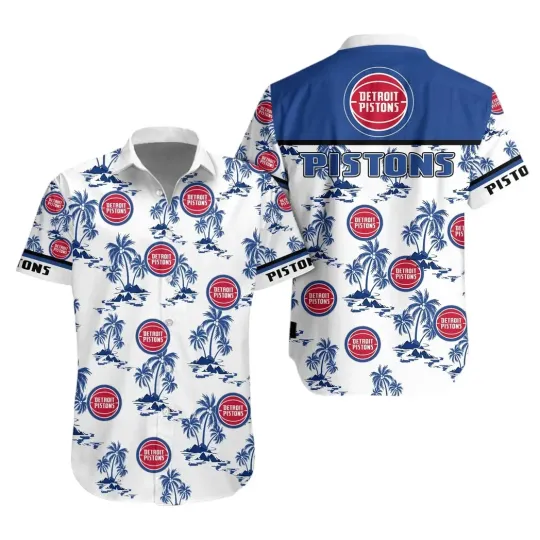 Discover Detroit Basketball Team Pistonss Hawaiian Button Down Shirt Unisex Adults S-5XL