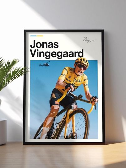 Discover Jonas Vingegaard Poster, Cycling Wall Art, UCI Print, Sports Decor, Champion Artwork