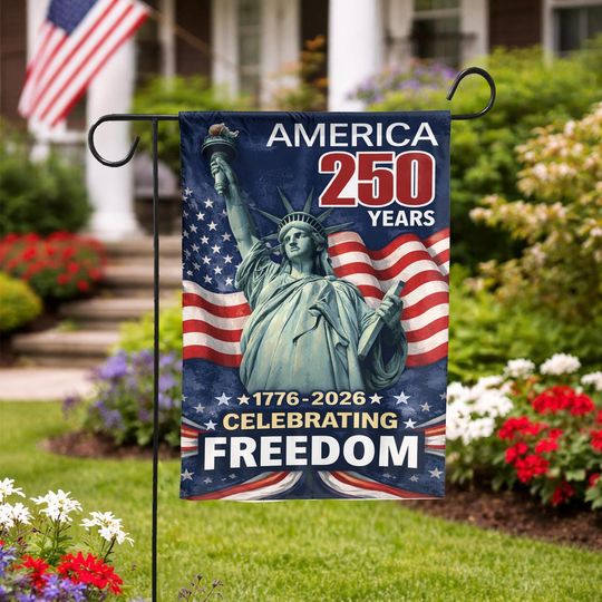 Discover America 250th Semiquincentennial Garden Flag, 250 Anniversary USA Flag, 250 Years of Freedom Banner, USA History Gift 1776-2026, 4th of July