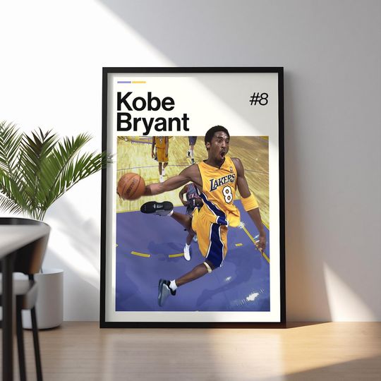 Discover Kobe Bryant Poster, Bryant Los Angeles Lakers Wall Art, NBA Print, Basketball Decor, Sports Artwork, Black Mamba