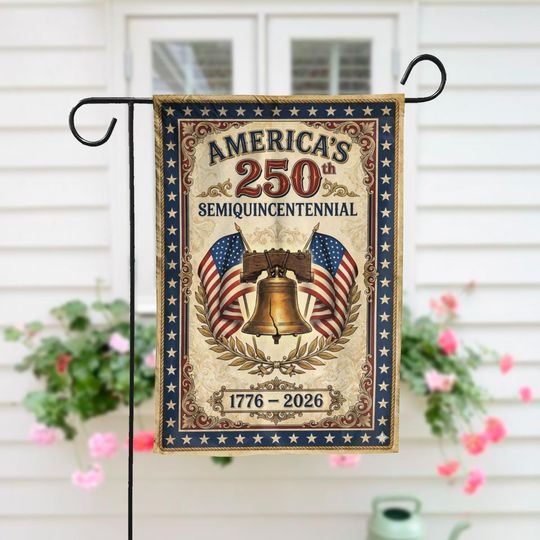 Discover America's 250th Anniversary Garden Flag, Patriotic Semiquincentennial Decor, Liberty Bell Yard Flag, USA 17762026 Outdoor Flag