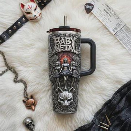 Discover BABYMETAL Stainless Steel Tumbler with Handle, Japanese Metal Band Insulated Travel Cup, BABYMETAL Fan Gift, Reusable Drinkware