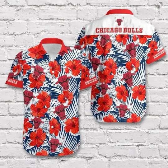Discover Chicago Basketball Team Bullss Hawaiian Button Down Shirt Unisex Adults S-5XL