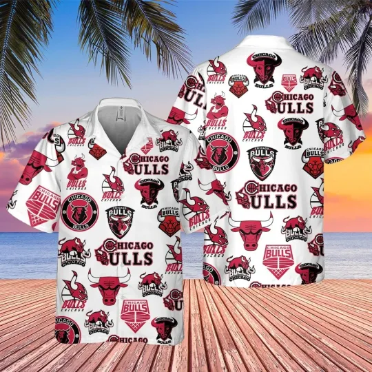Discover Chicago Basketball Team Bullss Hawaiian Button Down Shirt Unisex Adults S-5XL