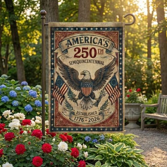 Discover America 250th Semiquincentennial Garden Flag | Patriotic Eagle Yard Flag | 17762026 Independence Day Decor | Vintage USA Outdoor Flag