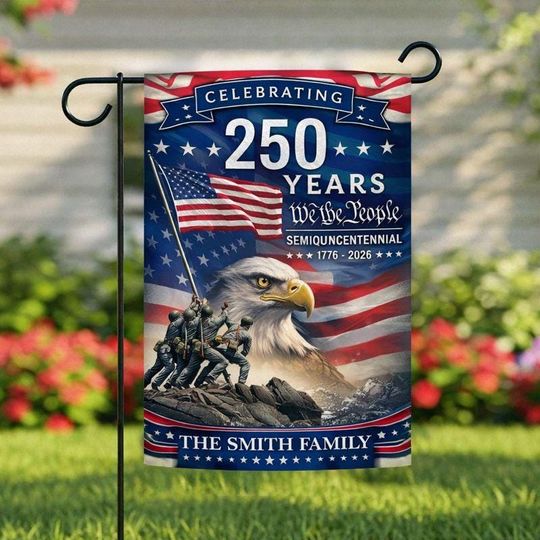Discover Custom Family Name America 250th Anniversary Garden Flag,Personalize Patriotic 250 Years of Freedom Yard Banner,Semiquincentennial 1776-2026
