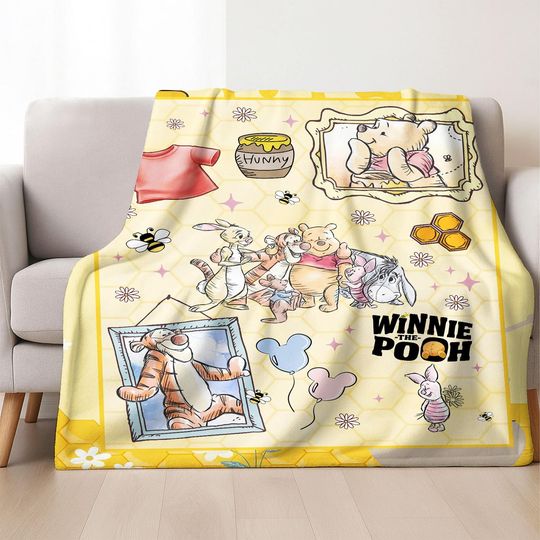 Discover Winnie the Pooh Blanket, Classic Pooh Bear Blanket, Tigger Eeyore Piglet Blanket, Baby Blanket Home Decor, Baby Shower Gift