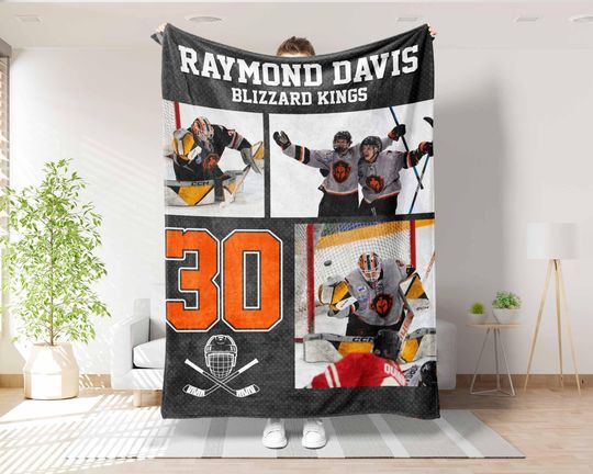 Discover Custom Hockey Blanket with Name & Number, Personalized Hockey Team Gifts, Hockey Sports Fan Gifts, Hockey Player Gifts, Hockey Coach Gifts