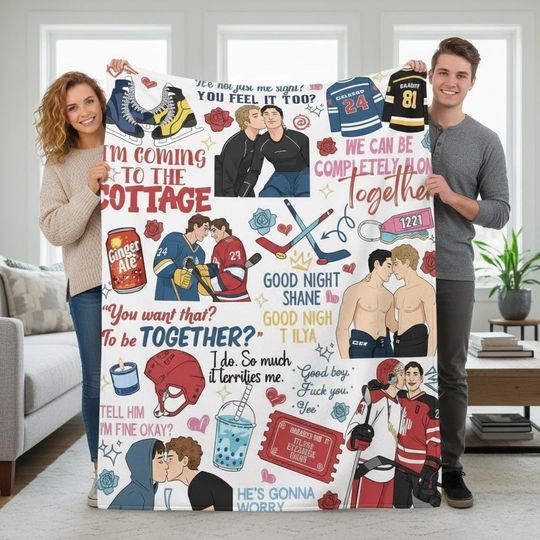 Discover Heated Rivalry Hockey Fleece Blanket, Sports Lover Blanket, Shane Hollander & Ilya Rozanov Hockey Blanket, LGBT Valentine Gift